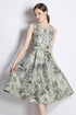 Breathtakingly Beautiful Designer Women's Floral Jacquard Belted Cocktail, Party, Wedding Guest Prom Quinceanera Dress
